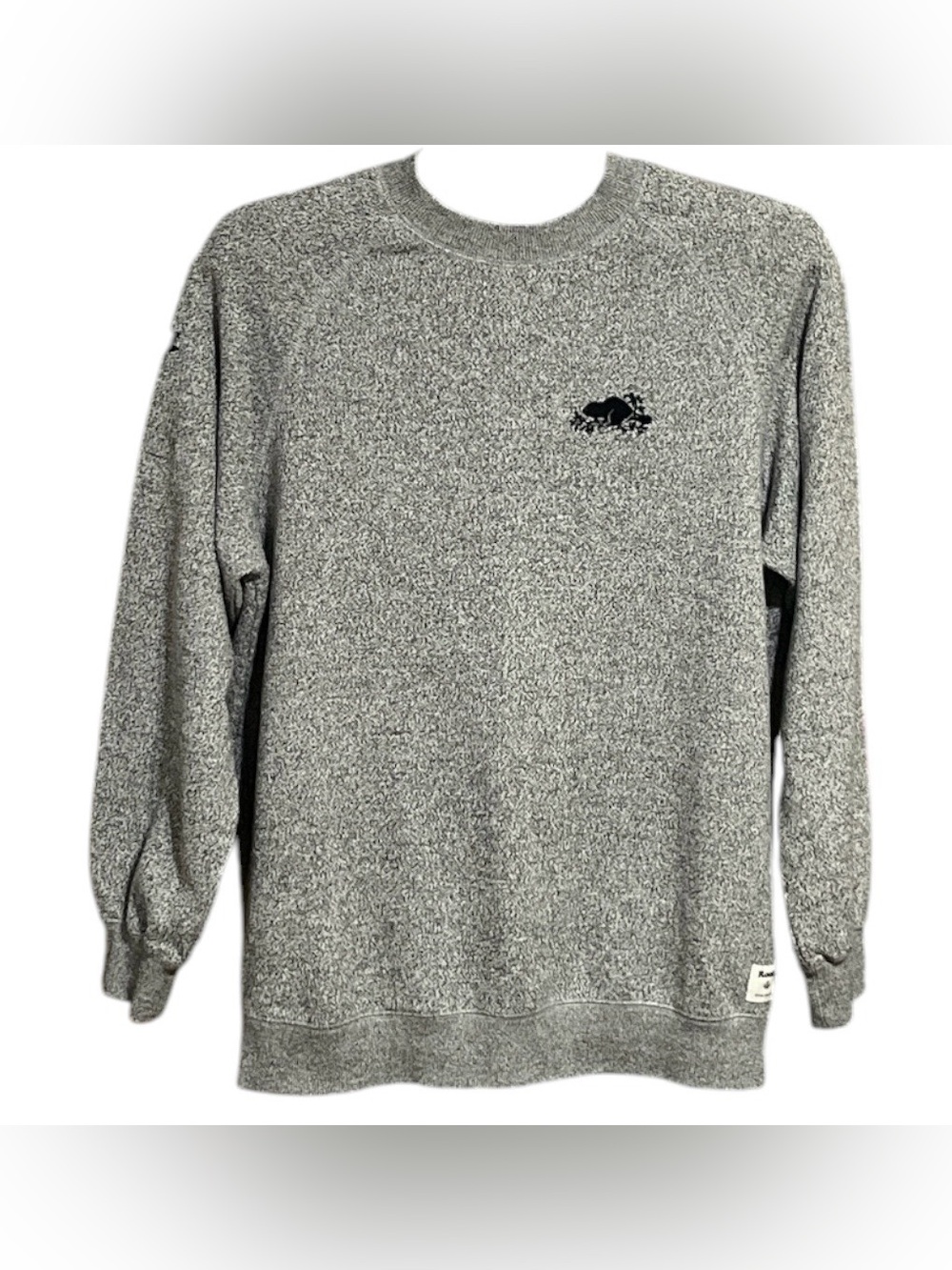 Roots Salt and Pepper Crewneck Sweatshirt with Black Beaver Logo